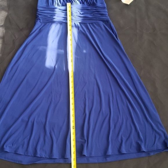 Evan-Picone BLUE Midi V-NECK Ruched Waist Racer… - Picture 7 of 8